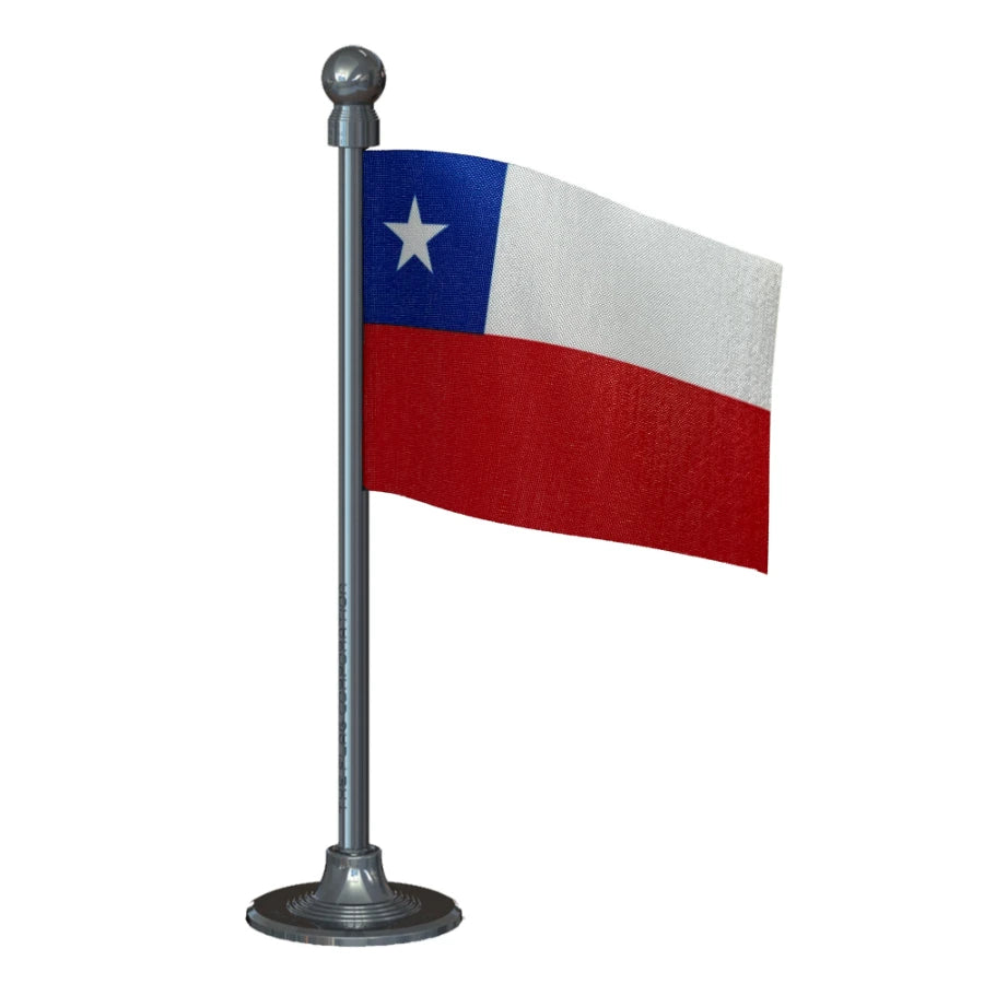 Chile Car Dashboard Flag of 2in x 3in With A Steel or Plastic Base