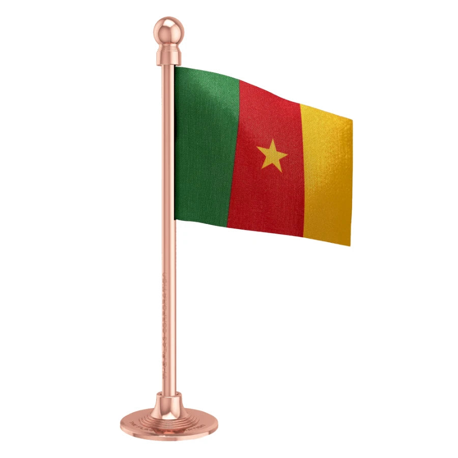 Cameroon Car Dashboard Flag of 2in x 3in With A Steel or Plastic Base
