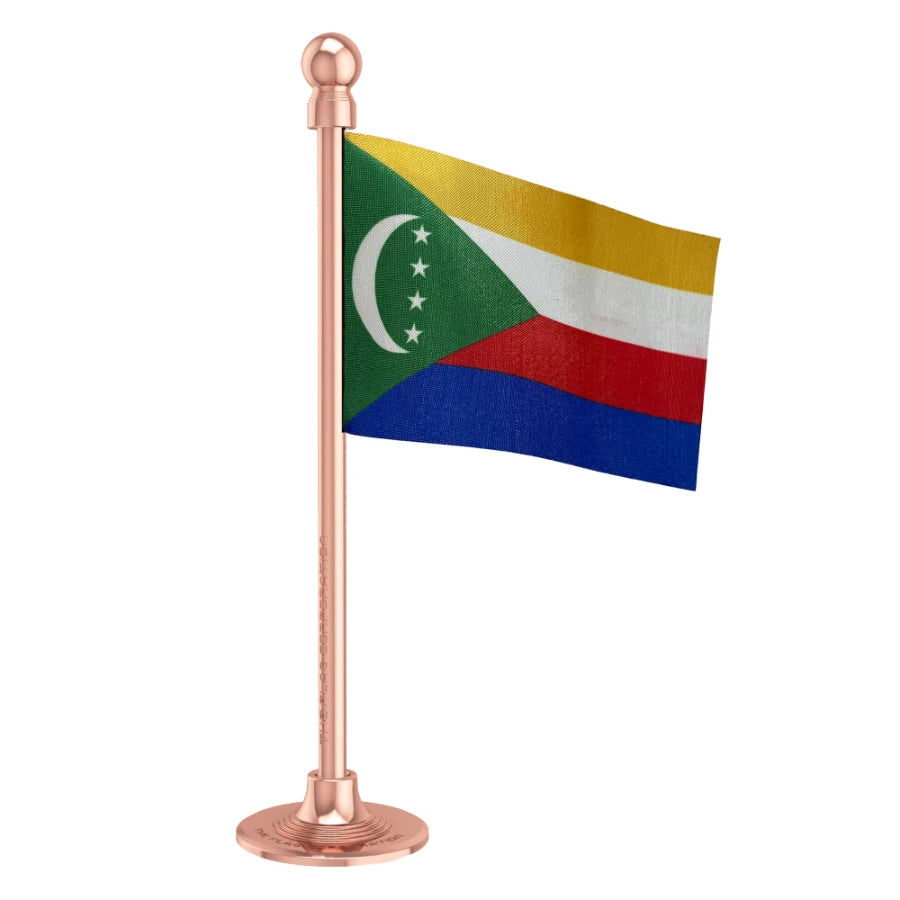 Comoros Car Dashboard Flag of 2in x 3in With A Steel or Plastic Base