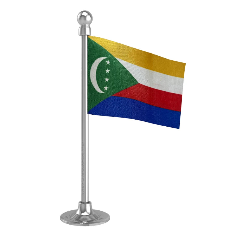 Comoros Car Dashboard Flag of 2in x 3in With A Steel or Plastic Base