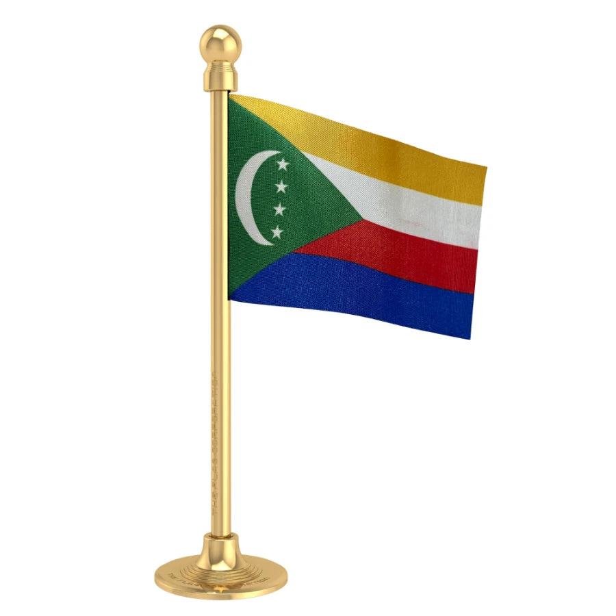 Comoros Car Dashboard Flag of 2in x 3in With A Steel or Plastic Base