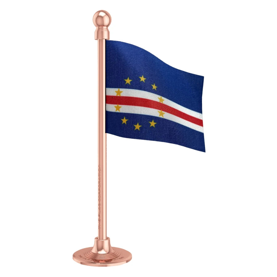 Cape Verde Car Dashboard Flag of 2in x 3in With A Steel or Plastic Base