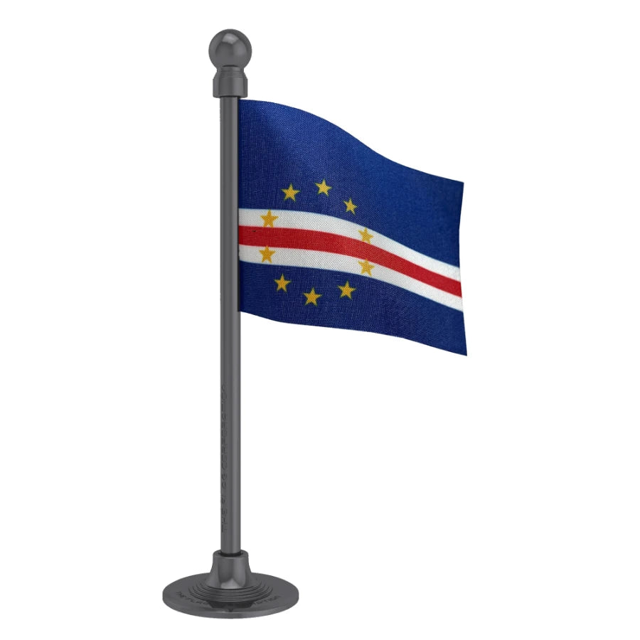 Cape Verde Car Dashboard Flag of 2in x 3in With A Steel or Plastic Base