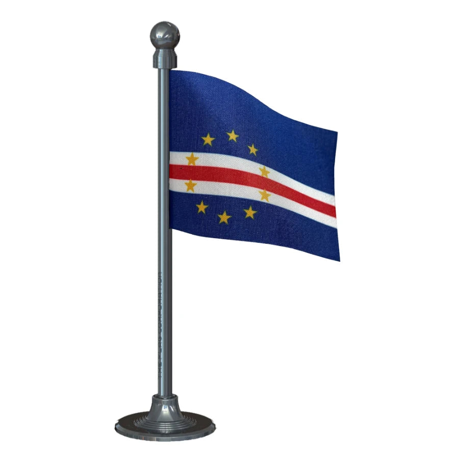 Cape Verde Car Dashboard Flag of 2in x 3in With A Steel or Plastic Base