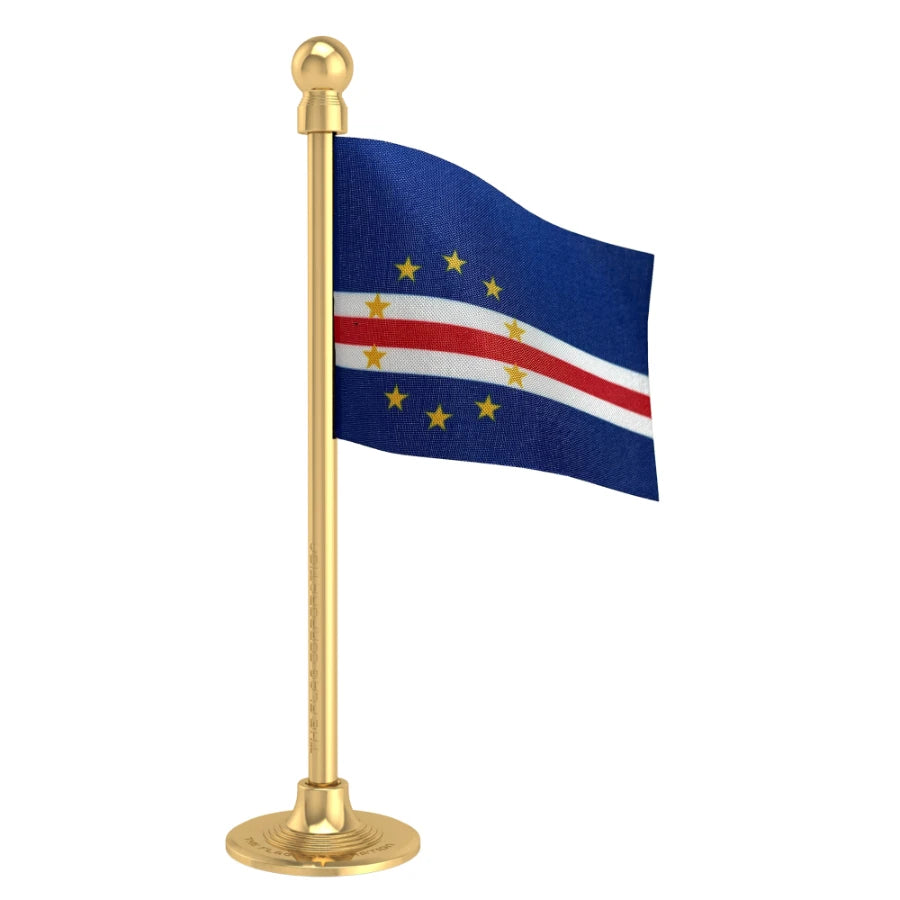 Cape Verde Car Dashboard Flag of 2in x 3in With A Steel or Plastic Base