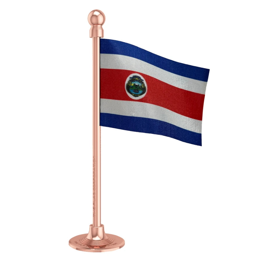 Costa Rica Car Dashboard Flag of 2in x 3in With A Steel or Plastic Base