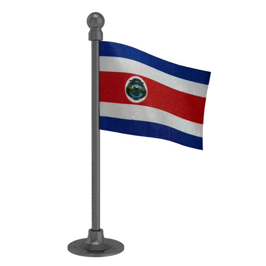 Costa Rica Car Dashboard Flag of 2in x 3in With A Steel or Plastic Base