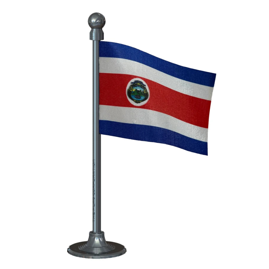 Costa Rica Car Dashboard Flag of 2in x 3in With A Steel or Plastic Base