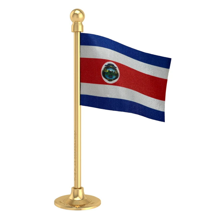 Costa Rica Car Dashboard Flag of 2in x 3in With A Steel or Plastic Base