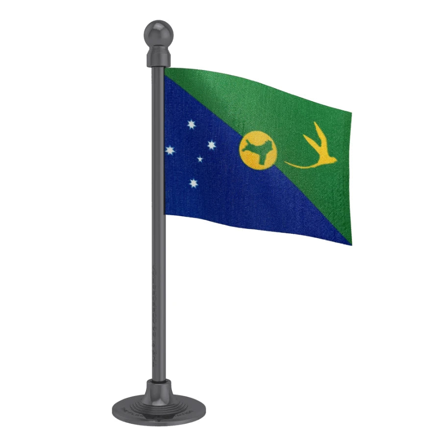Christmas Island Car Dashboard Flag of 2in x 3in With A Steel or Plastic Base