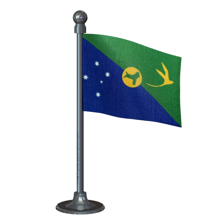 Christmas Island Car Dashboard Flag of 2in x 3in With A Steel or Plastic Base