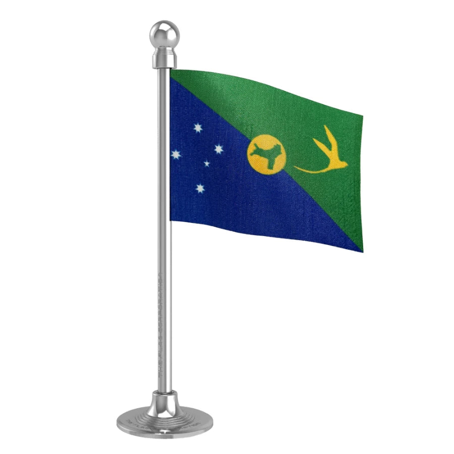 Christmas Island Car Dashboard Flag of 2in x 3in With A Steel or Plastic Base