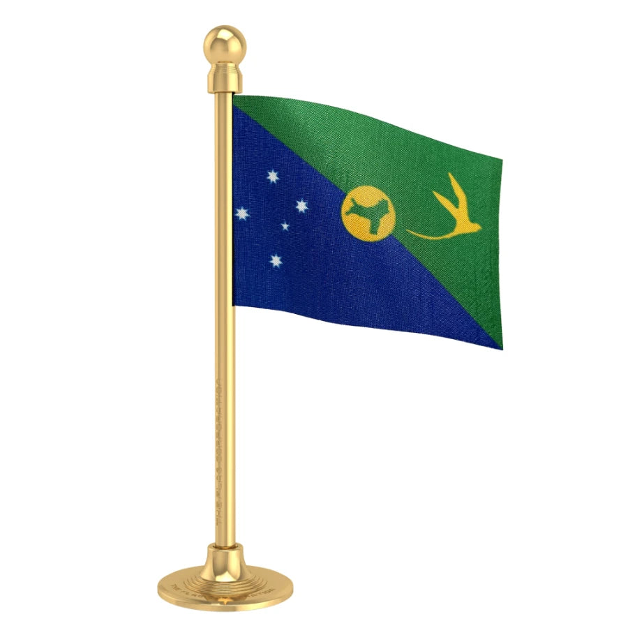 Christmas Island Car Dashboard Flag of 2in x 3in With A Steel or Plastic Base