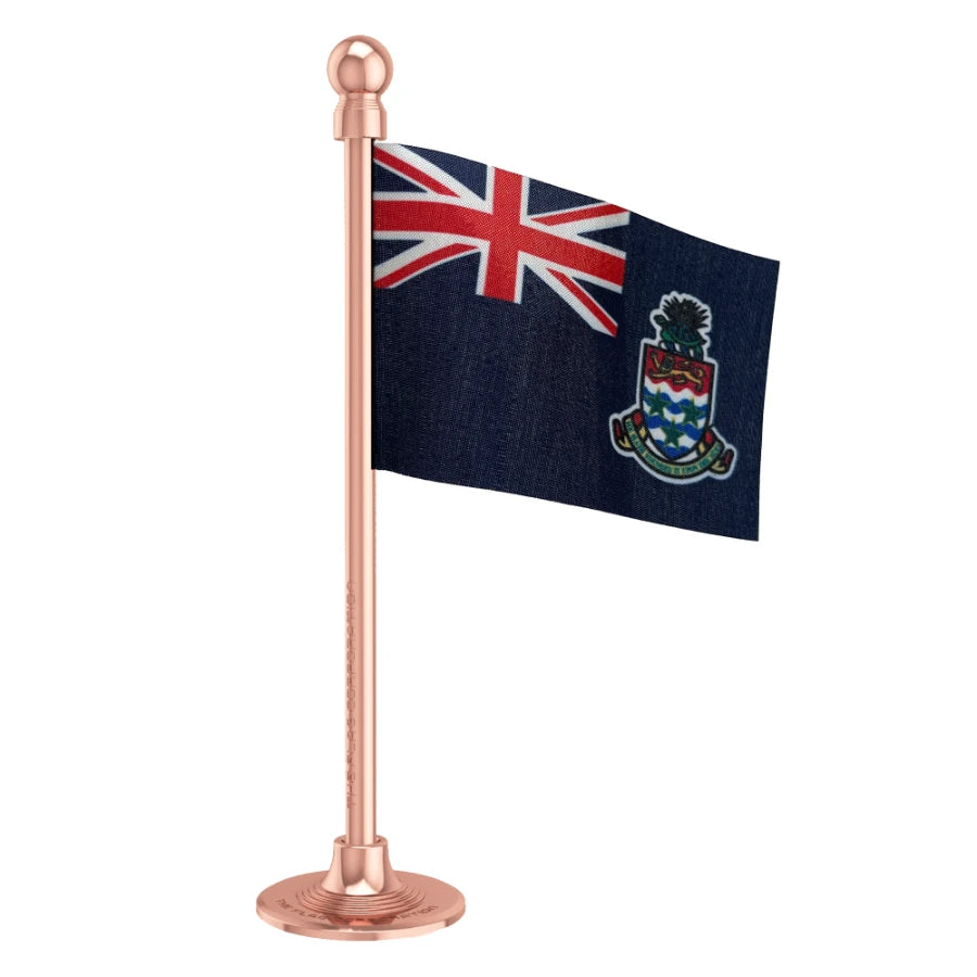 Cayman Islands Car Dashboard Flag of 2in x 3in With A Steel or Plastic Base
