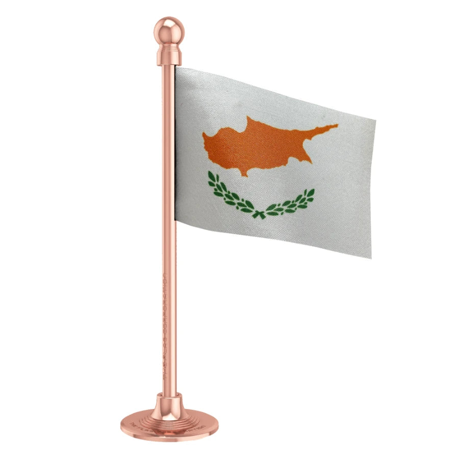 Cyprus Car Dashboard Flag of 2in x 3in With A Steel or Plastic Base