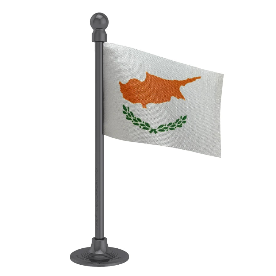 Cyprus Car Dashboard Flag of 2in x 3in With A Steel or Plastic Base