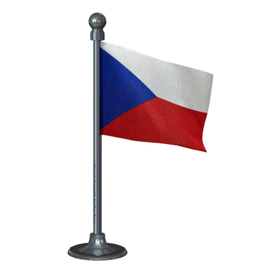 Czech Republic Car Dashboard Flag of 2in x 3in With A Steel or Plastic Base