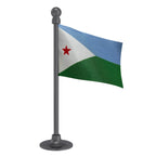 Djibouti  Car Dashboard Flag of 2in x 3in With A Steel or Plastic Base