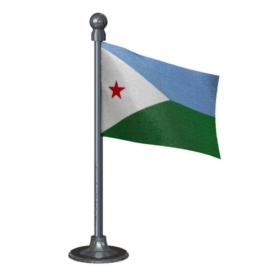 Djibouti  Car Dashboard Flag of 2in x 3in With A Steel or Plastic Base