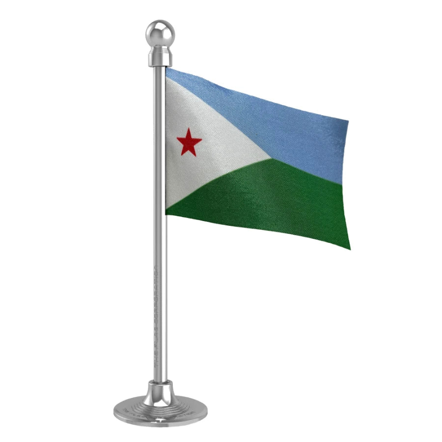 Djibouti  Car Dashboard Flag of 2in x 3in With A Steel or Plastic Base