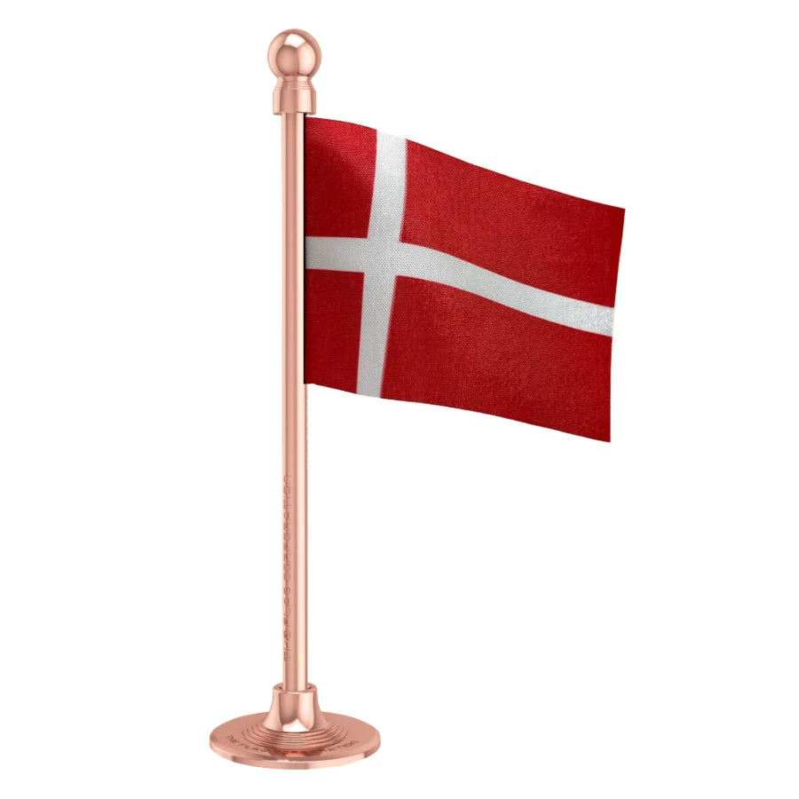 Denmark Car Dashboard Flag of 2in x 3in With A Steel or Plastic Base