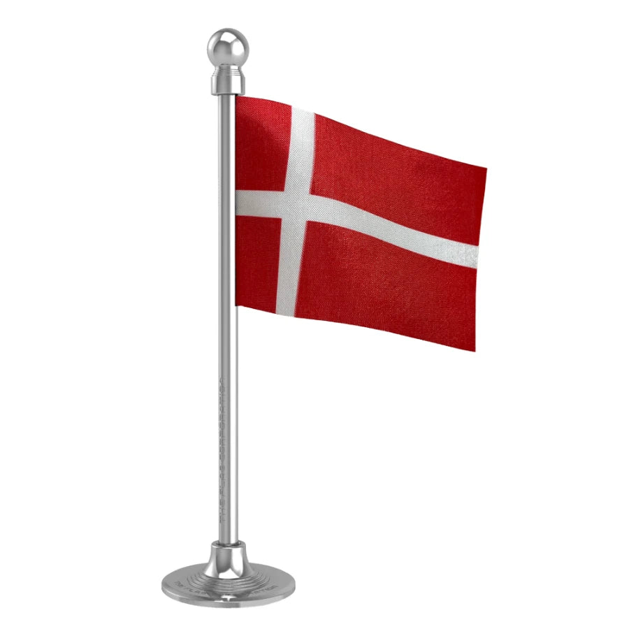 Denmark Car Dashboard Flag of 2in x 3in With A Steel or Plastic Base