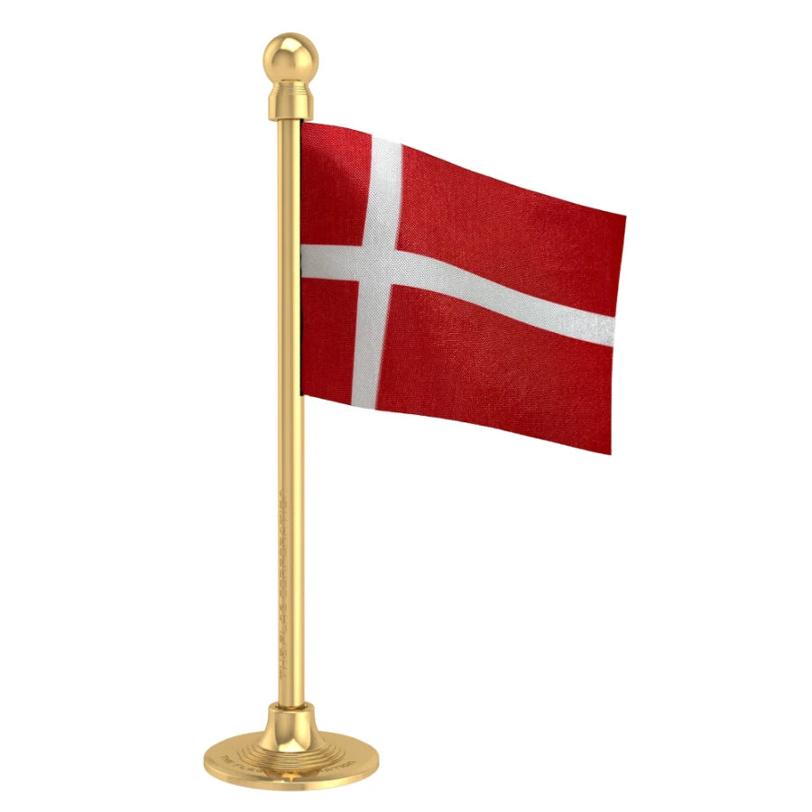 Denmark Car Dashboard Flag of 2in x 3in With A Steel or Plastic Base