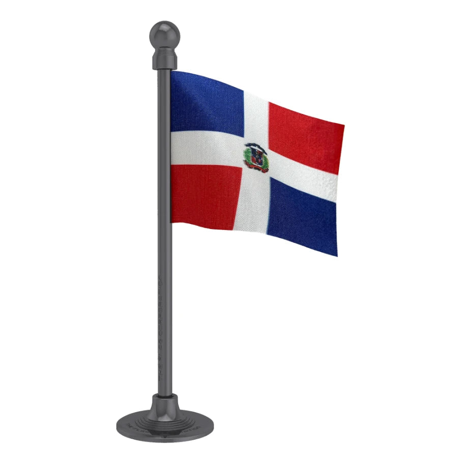 Dominican Republic Car Dashboard Flag of 2in x 3in With A Steel or Plastic Base