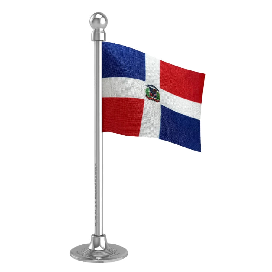 Dominican Republic Car Dashboard Flag of 2in x 3in With A Steel or Plastic Base