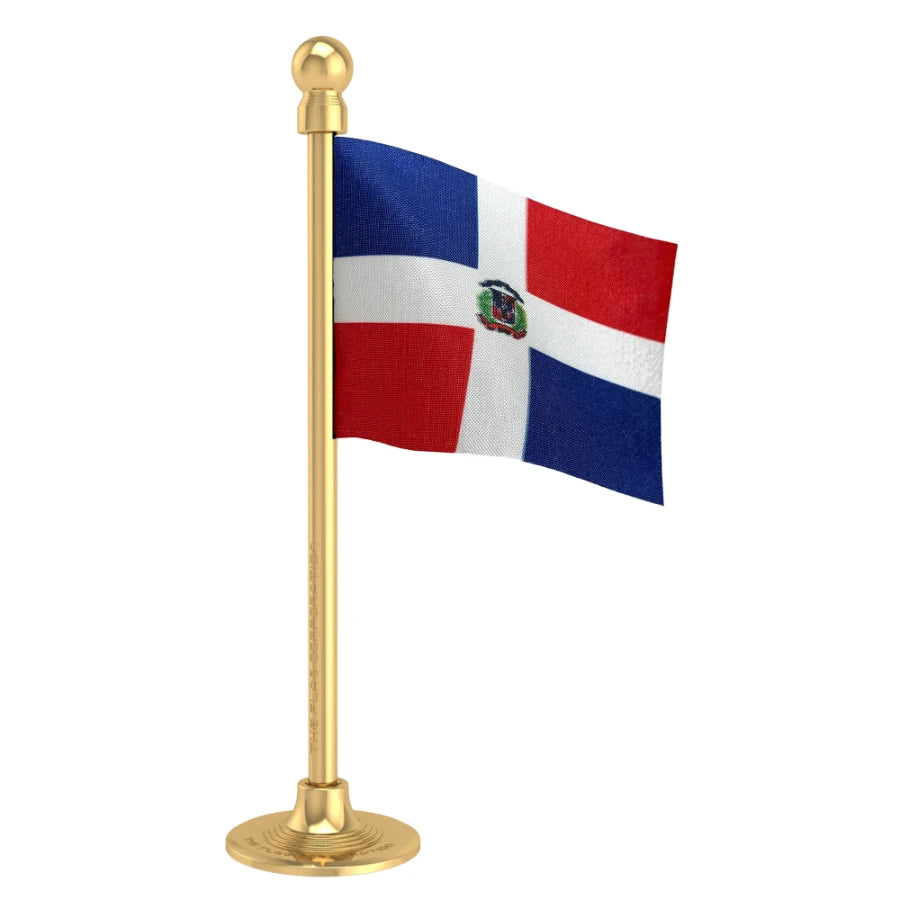 Dominican Republic Car Dashboard Flag of 2in x 3in With A Steel or Plastic Base