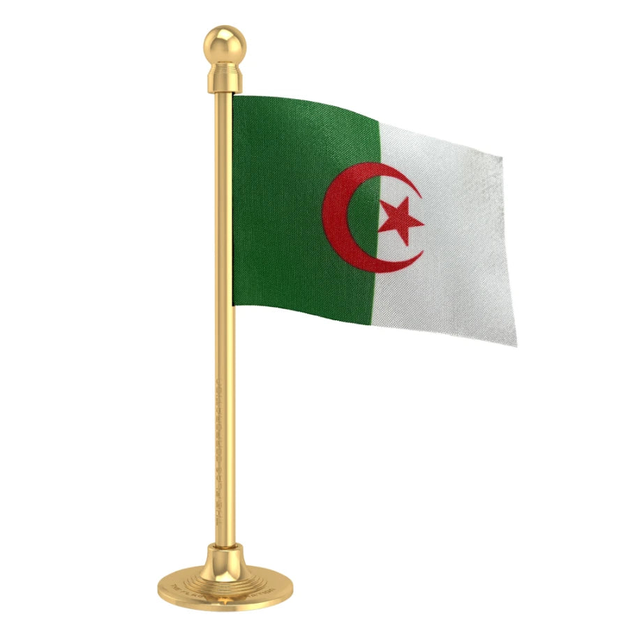Algeria Car Dashboard Flag of 2in x 3in With A Steel or Plastic Base