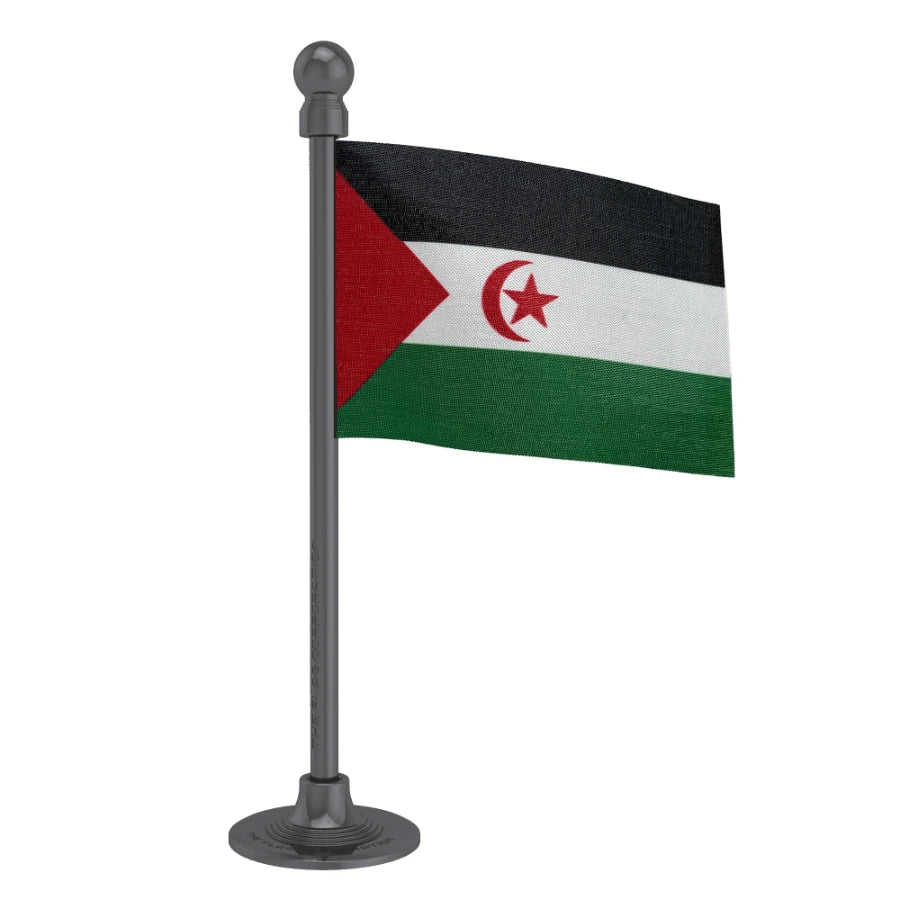 Western Sahara Car Dashboard Flag of 2in x 3in With A Steel or Plastic Base