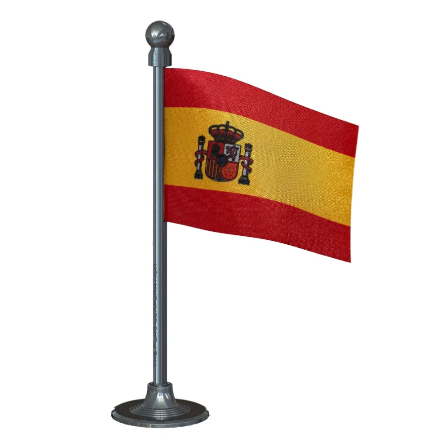 Spain Car Dashboard Flag of 2in x 3in With A Steel or Plastic Base