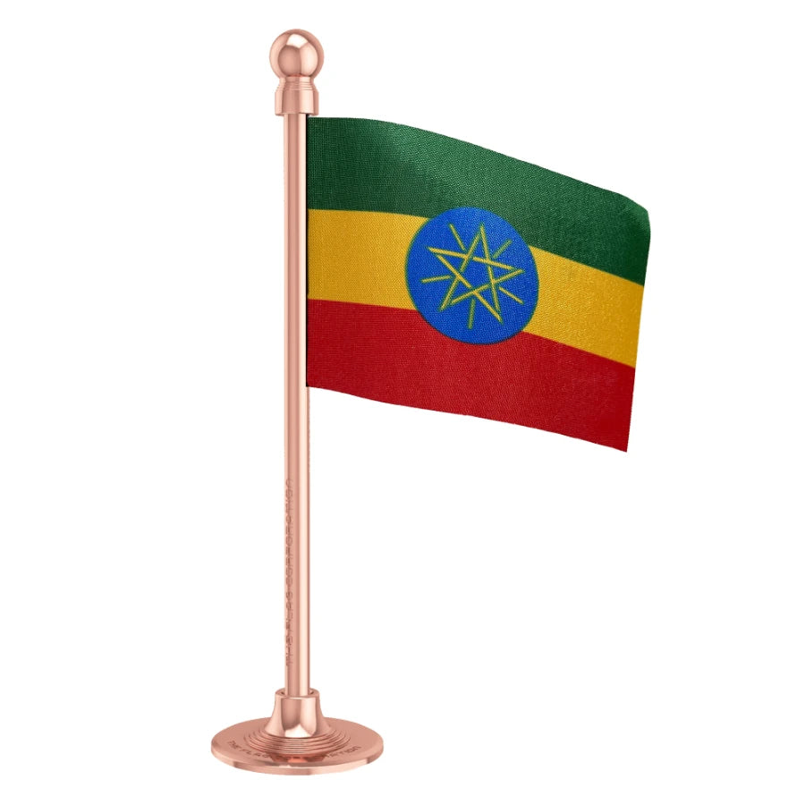 Ethiopia Car Dashboard Flag of 2in x 3in With A Steel or Plastic Base