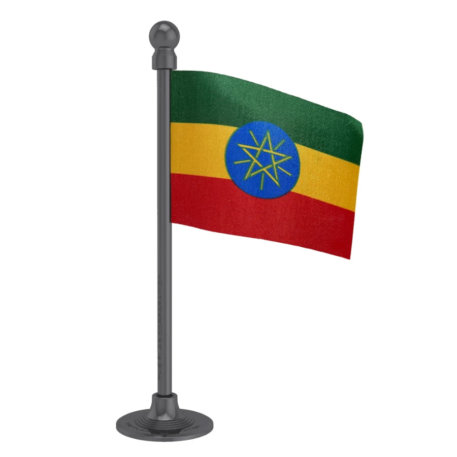 Ethiopia Car Dashboard Flag of 2in x 3in With A Steel or Plastic Base