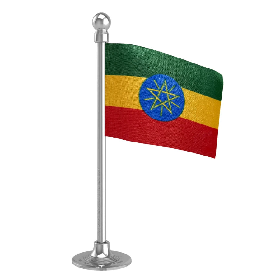 Ethiopia Car Dashboard Flag of 2in x 3in With A Steel or Plastic Base