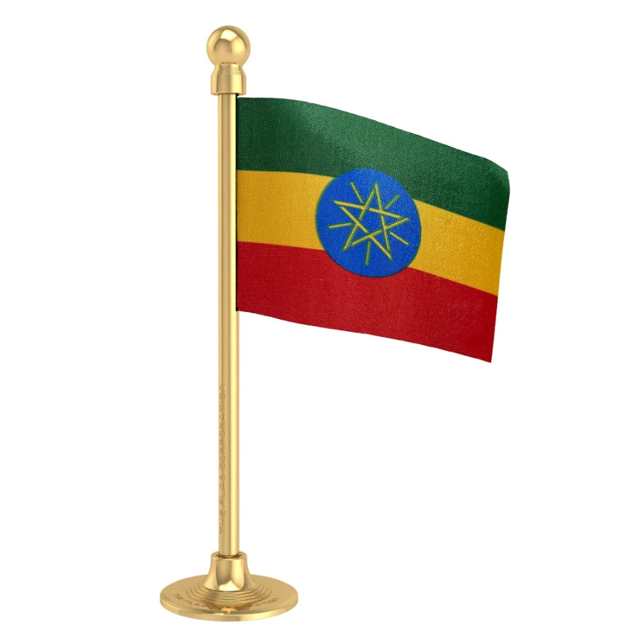 Ethiopia Car Dashboard Flag of 2in x 3in With A Steel or Plastic Base