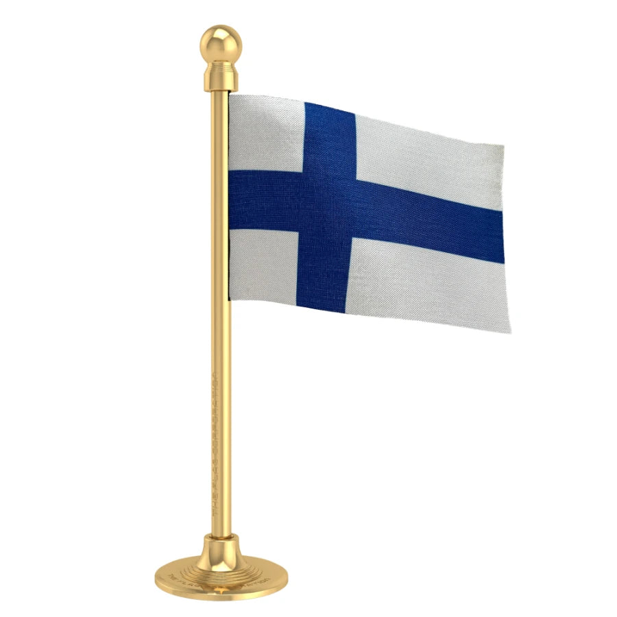 Finland Car Dashboard Flag of 2in x 3in With A Steel or Plastic Base