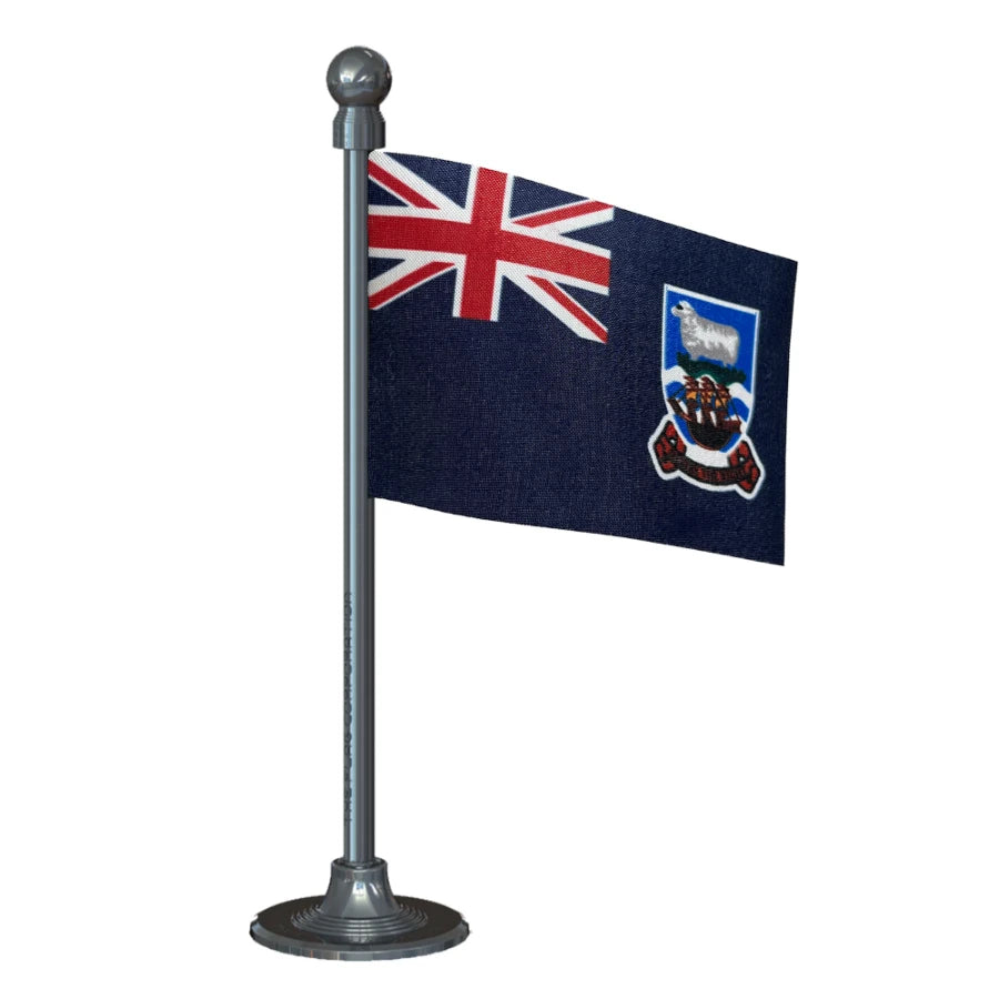 Falkland Islands (Malvinas) Car Dashboard Flag of 2in x 3in With A Steel or Plastic Base
