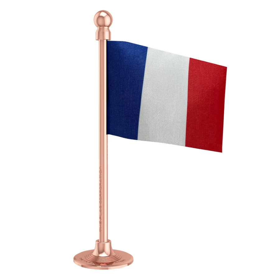 France Car Dashboard Flag of 2in x 3in With A Steel or Plastic Base