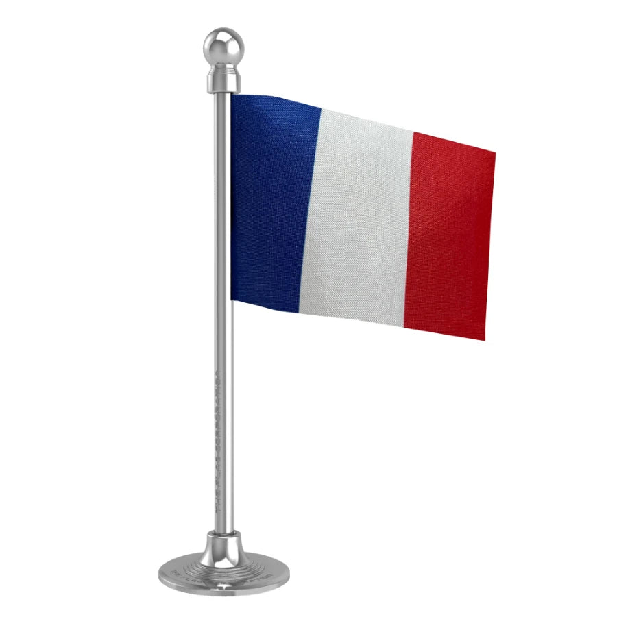 France Car Dashboard Flag of 2in x 3in With A Steel or Plastic Base