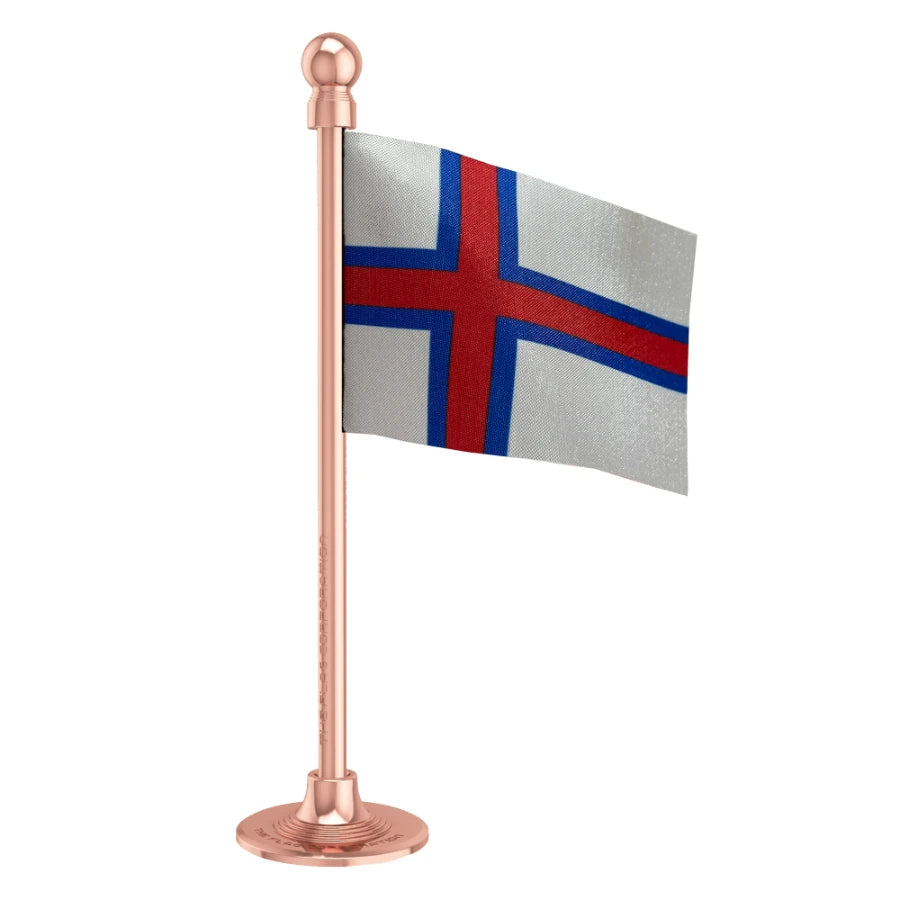 Faroe Islands Car Dashboard Flag of 2in x 3in With A Steel or Plastic Base