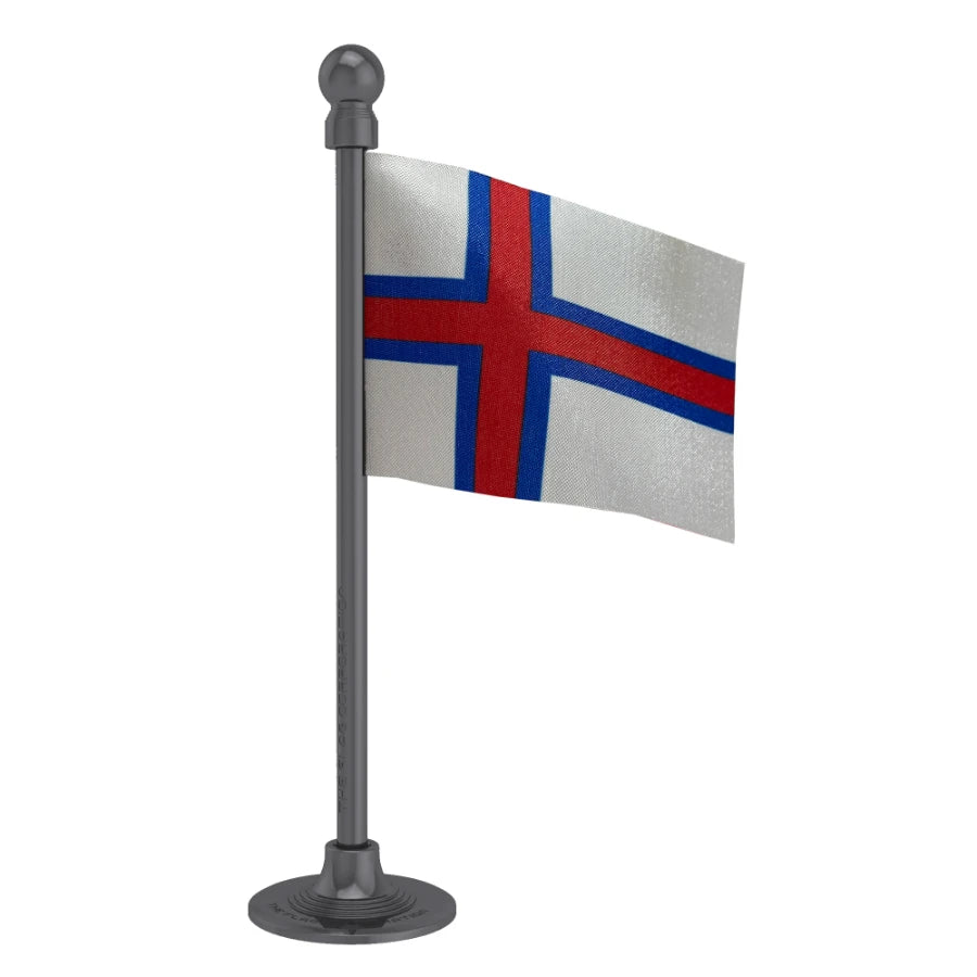 Faroe Islands Car Dashboard Flag of 2in x 3in With A Steel or Plastic Base