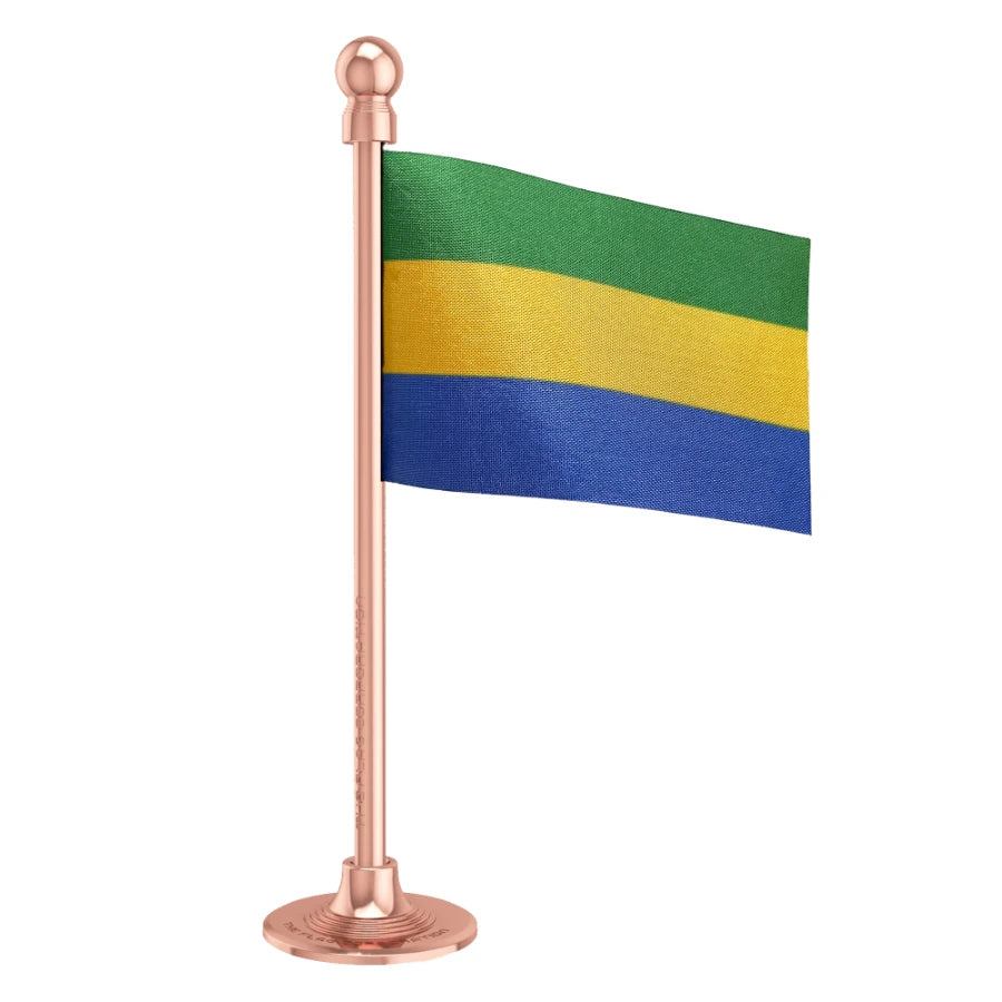 Gabon Car Dashboard Flag of 2in x 3in With A Steel or Plastic Base