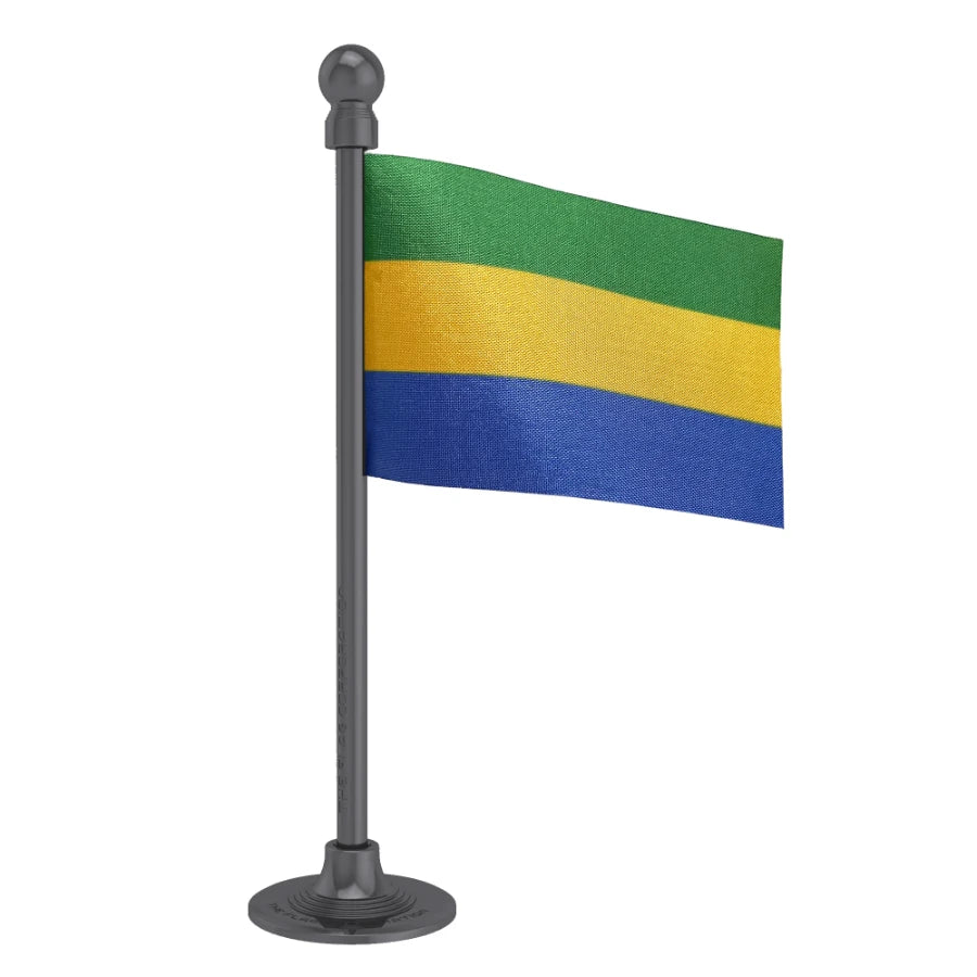 Gabon Car Dashboard Flag of 2in x 3in With A Steel or Plastic Base