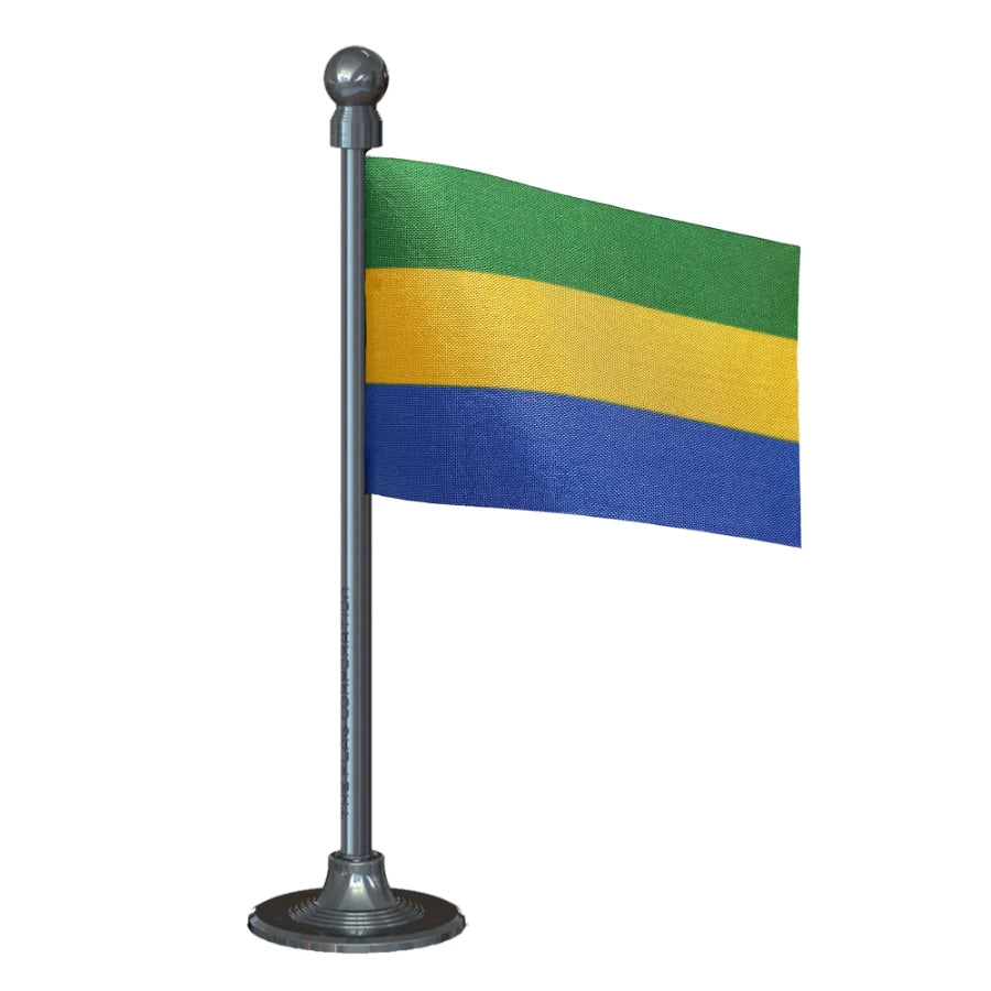 Gabon Car Dashboard Flag of 2in x 3in With A Steel or Plastic Base