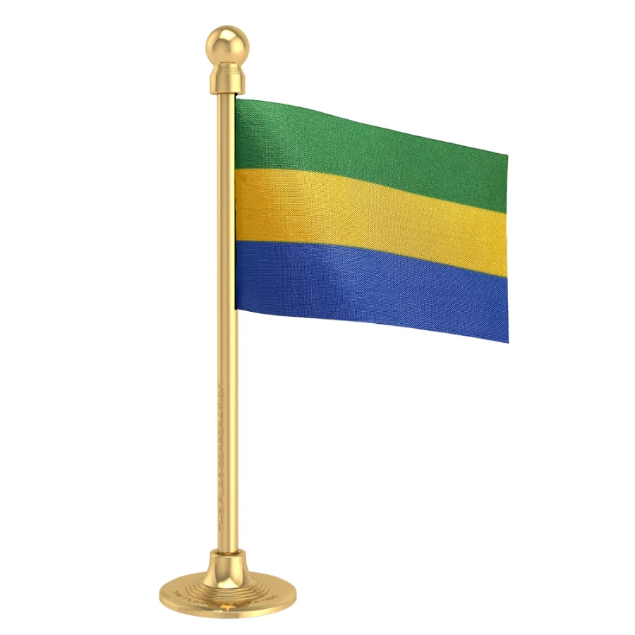 Gabon Car Dashboard Flag of 2in x 3in With A Steel or Plastic Base