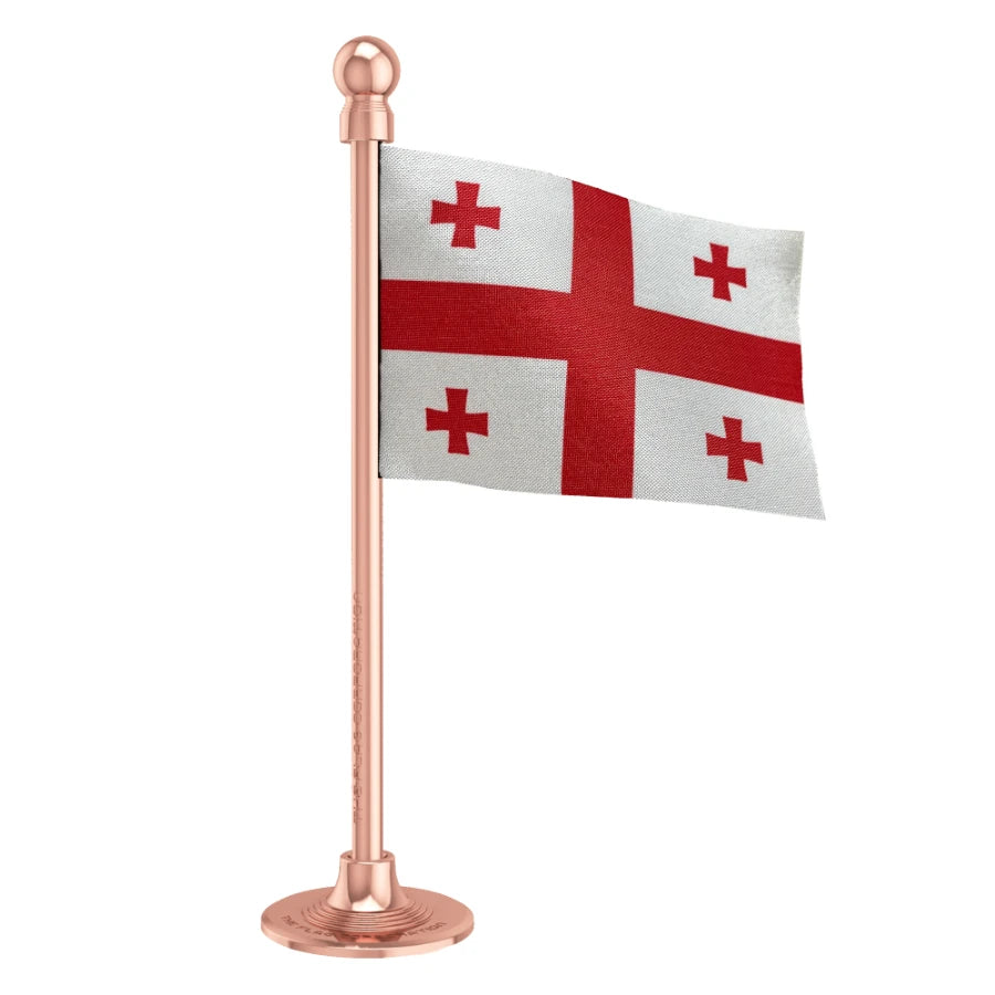 Georgia Car Dashboard Flag of 2in x 3in With A Steel or Plastic Base