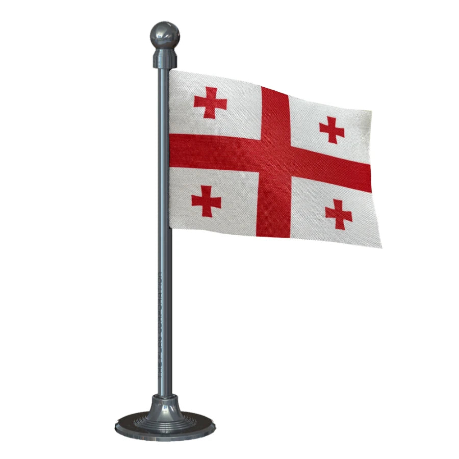 Georgia Car Dashboard Flag of 2in x 3in With A Steel or Plastic Base