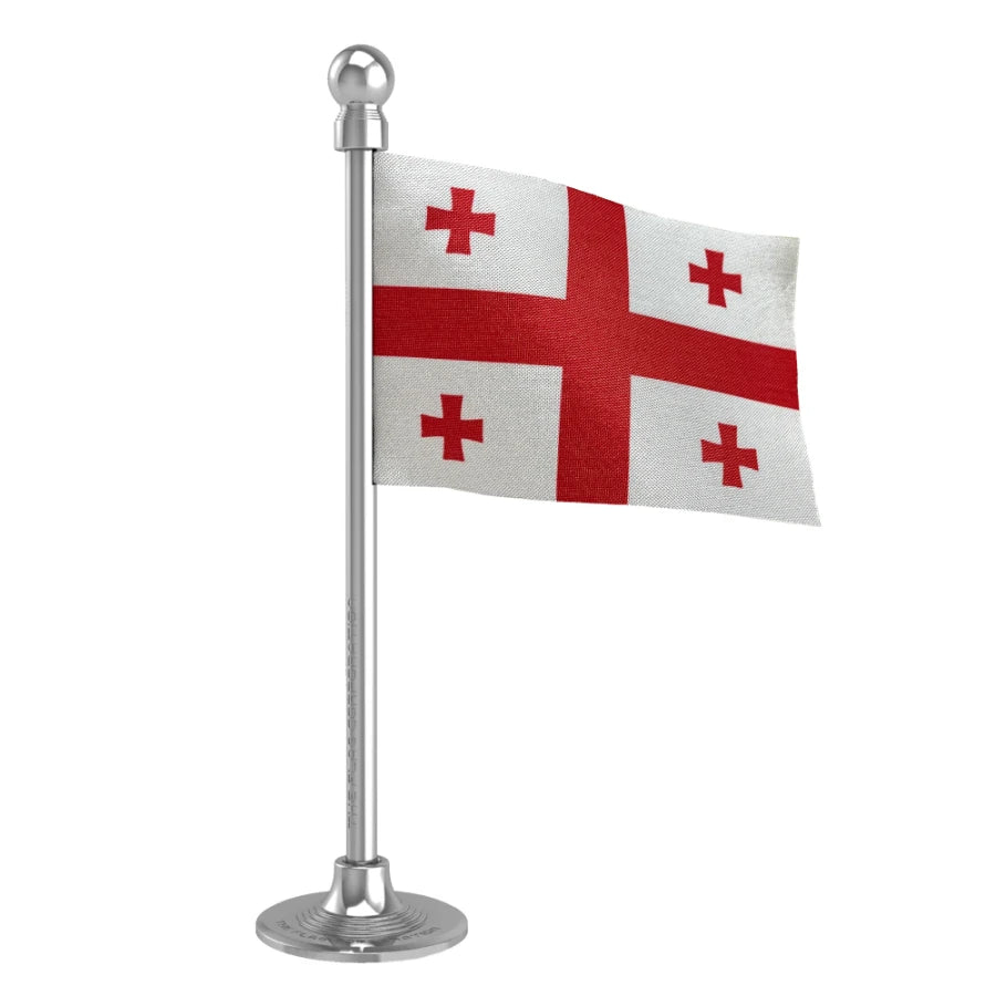 Georgia Car Dashboard Flag of 2in x 3in With A Steel or Plastic Base